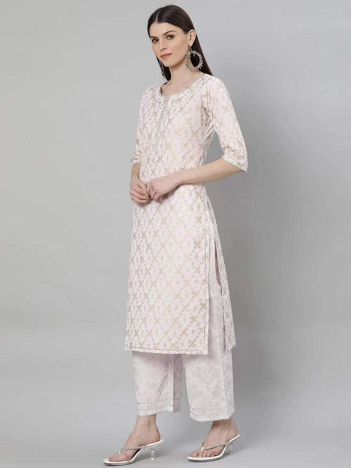 Pink Printed Cotton Suit Set - Libas