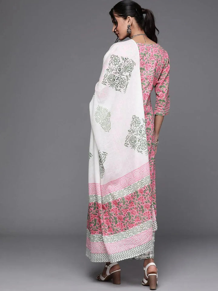 Pink Printed Cotton Suit Set - Libas