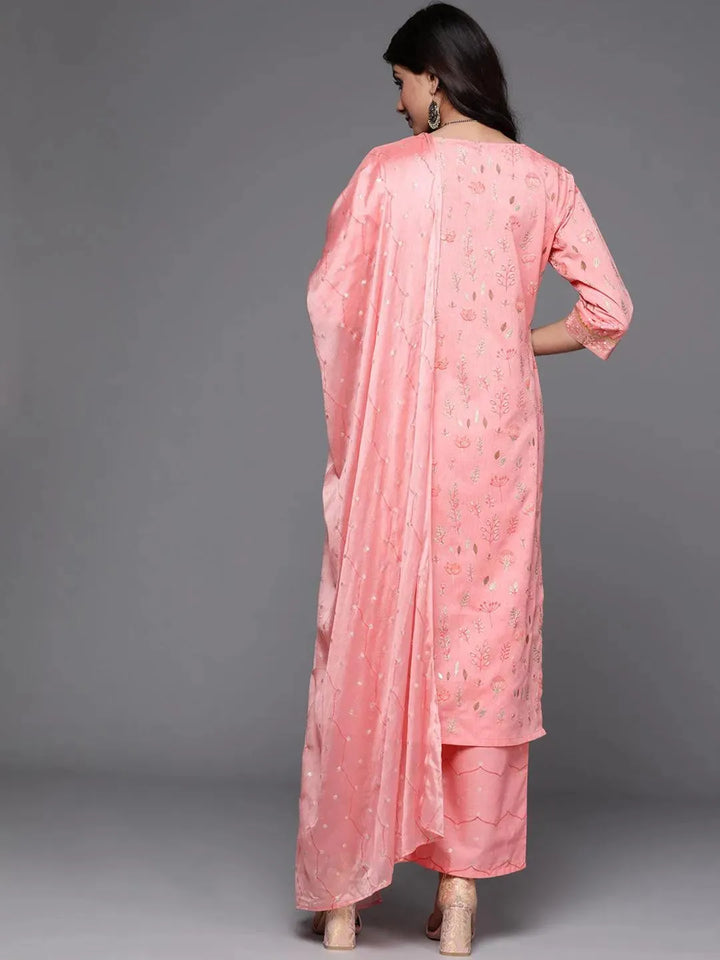 Pink Printed Cotton Suit Set - Libas