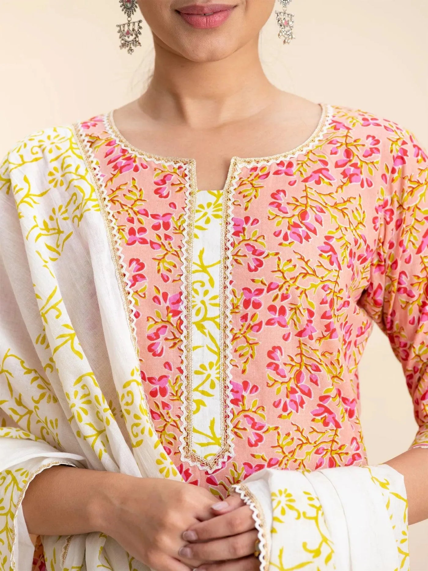 Pink Printed Cotton Suit Set - Libas