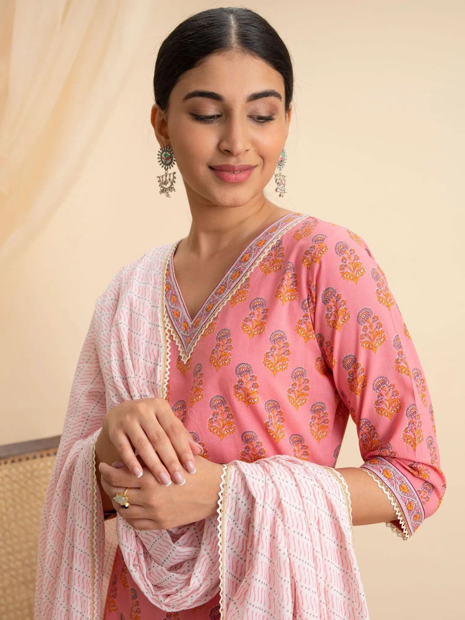 

Buy Pink Printed Cotton Suit Set - 20198O-XS | Libas Ethnic Wear Online