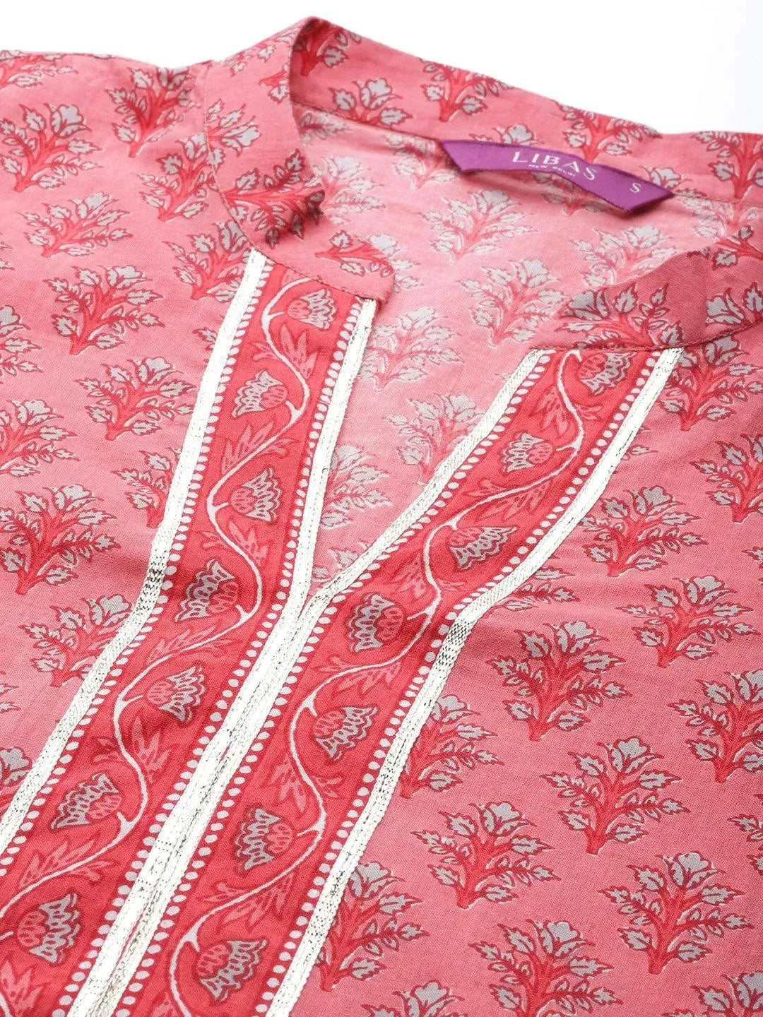 Pink Printed Cotton Suit Set - Libas