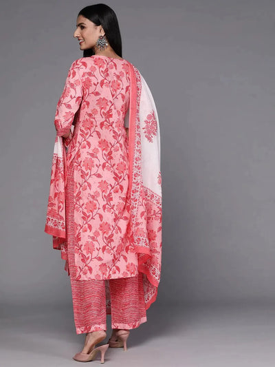 Pink Printed Cotton Suit Set - Libas