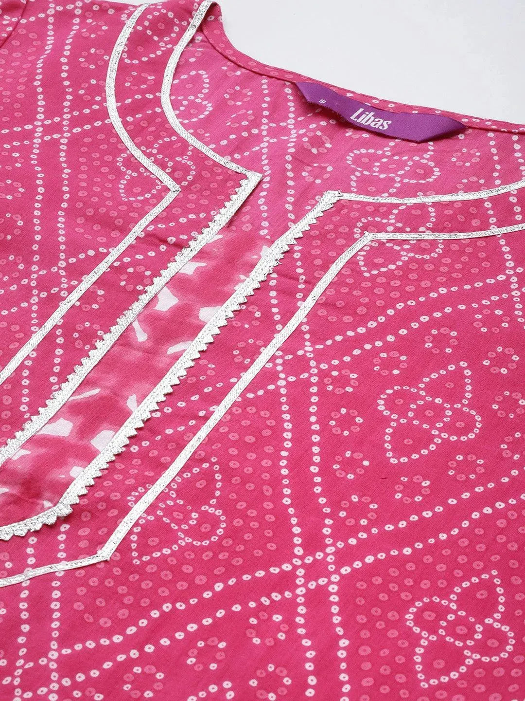 

Pink Printed Cotton Straight Kurta With Palazzos & Dupatta