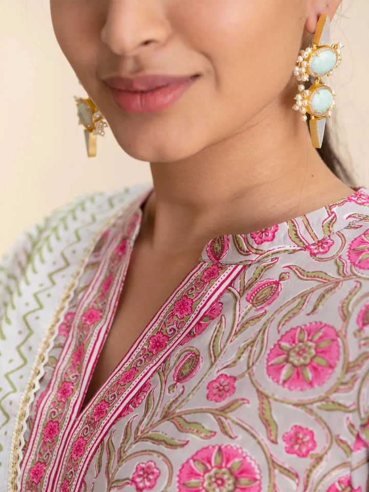 Pink Printed Cotton Suit Set - Libas