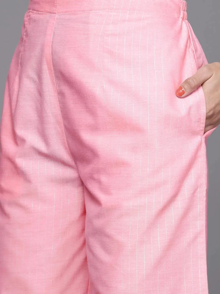 Pink Printed Cotton Suit Set - Libas