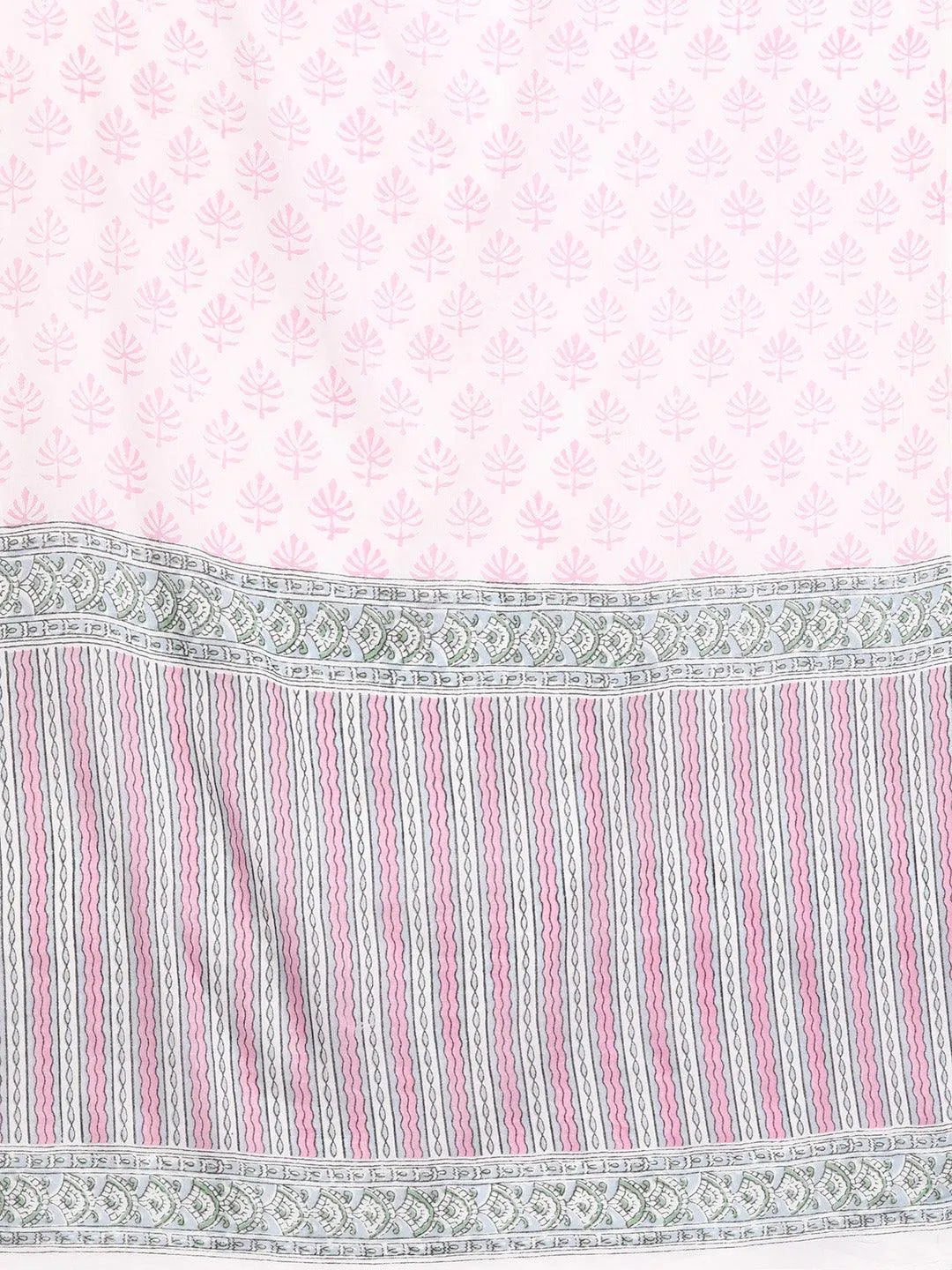 Pink Printed Cotton Straight Kurta With Palazzos & Dupatta - Libas 