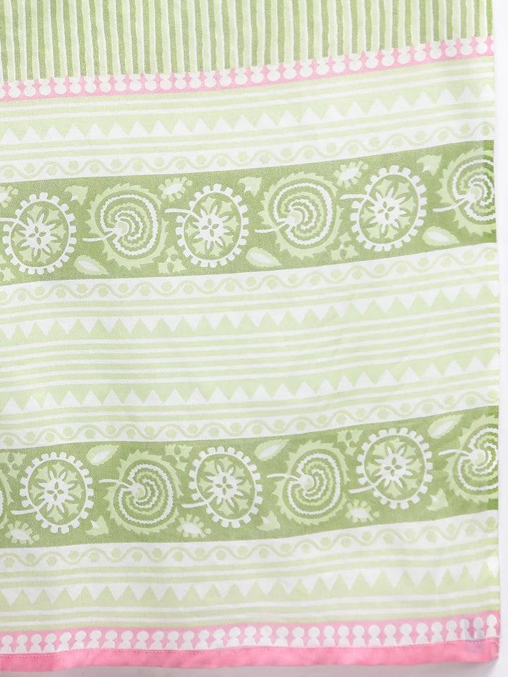 Pink Printed Cotton Straight Kurta With Palazzos & Dupatta - Libas