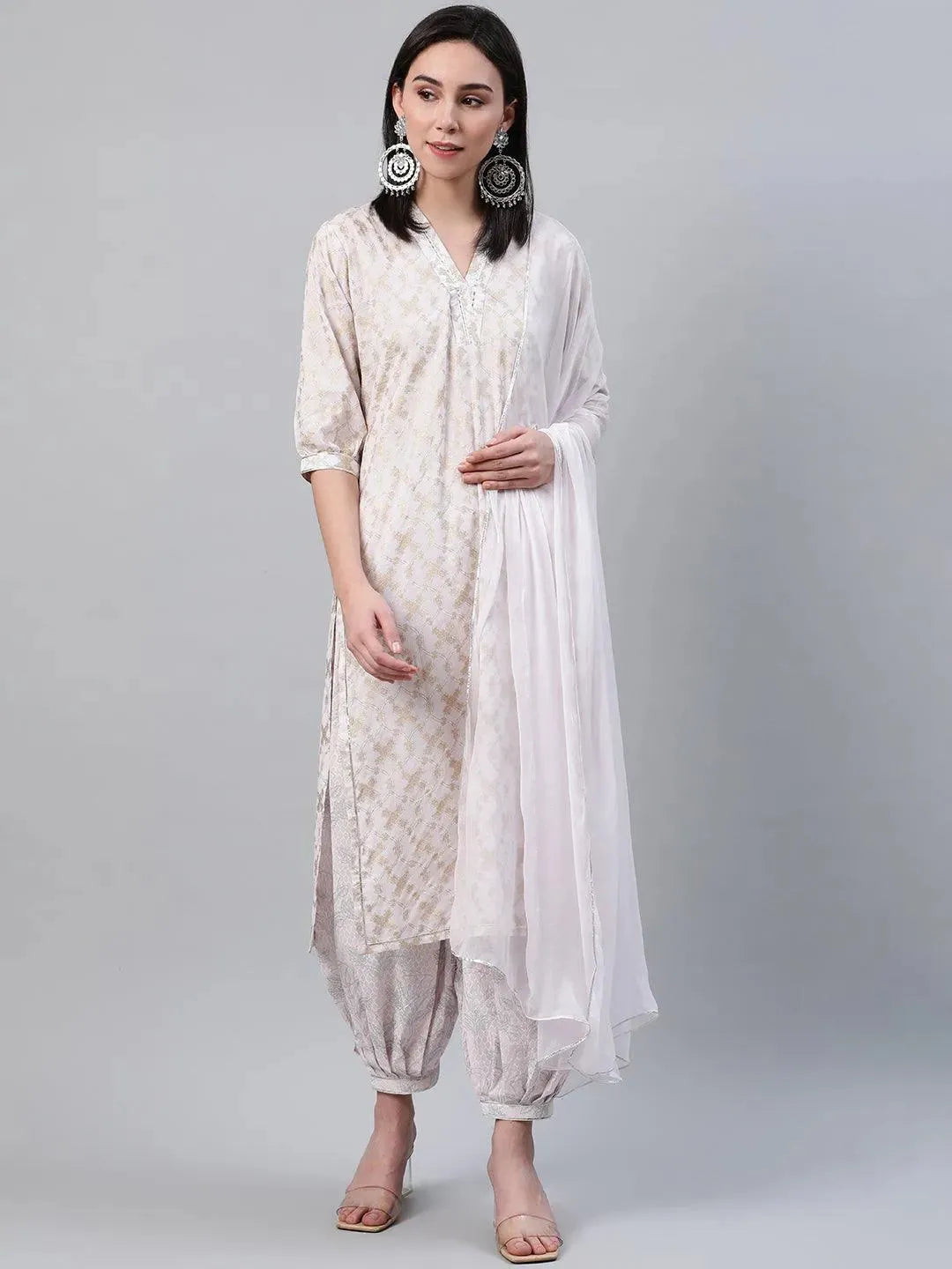 Pink Printed Cotton Kurta Set - Libas