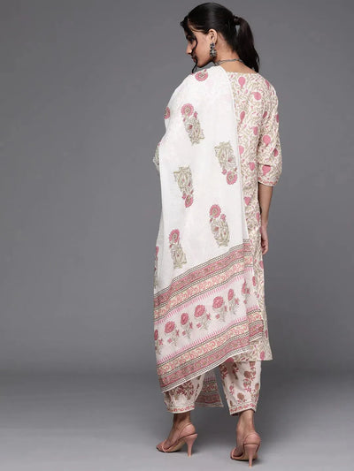 Pink Printed Cotton Suit Set - Libas