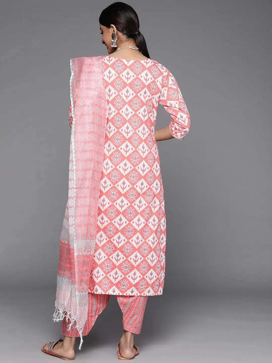 Pink Printed Cotton Suit Set - Libas