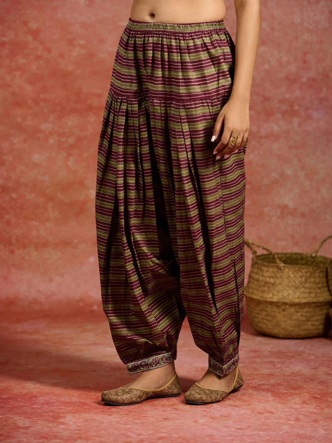 Pink Printed Cotton Straight Kurta With Salwar & Dupatta - Libas 