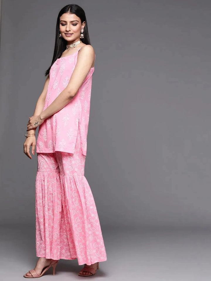 Pink Printed Cotton Suit Set - Libas