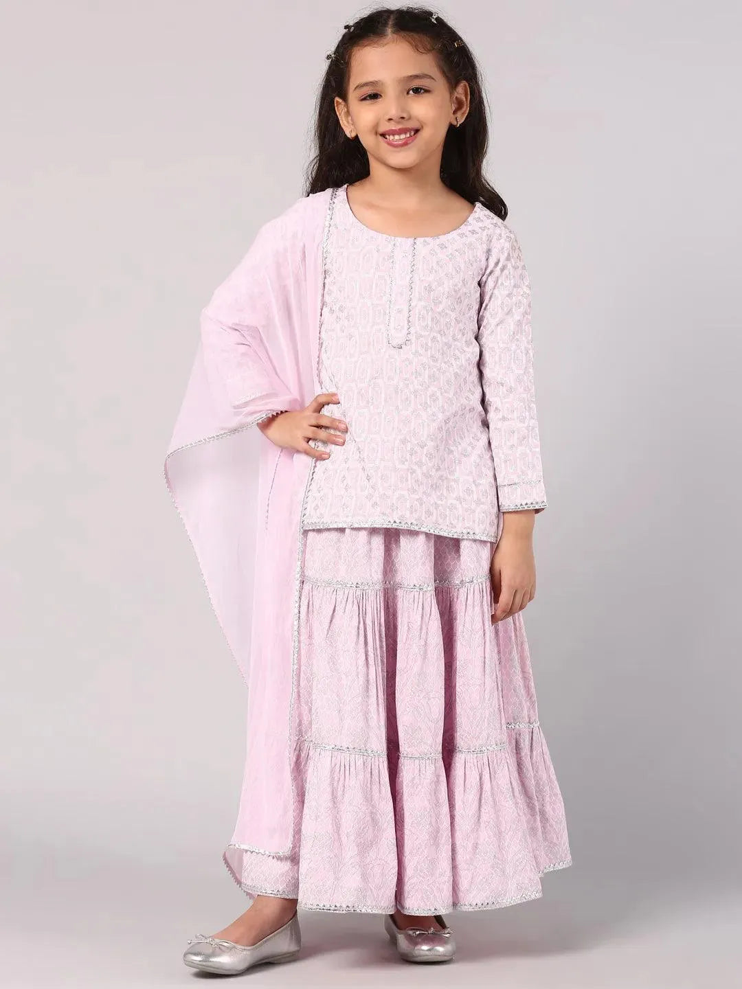 Pink Printed Cotton Suit Set - Libas