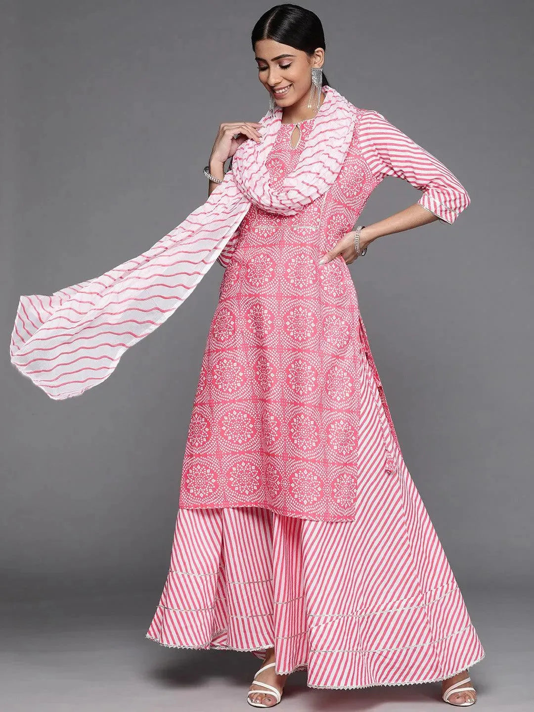 Pink Printed Cotton Suit Set - Libas