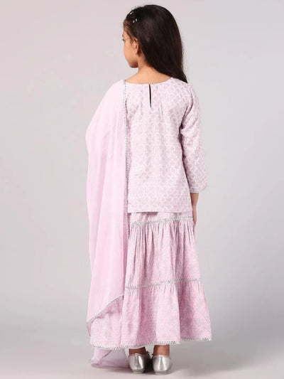 Pink Printed Cotton Suit Set - Libas