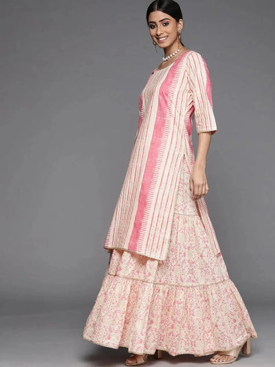 Pink Printed Cotton Suit Set - Libas