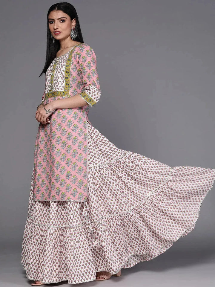 Pink Printed Cotton Suit Set - Libas