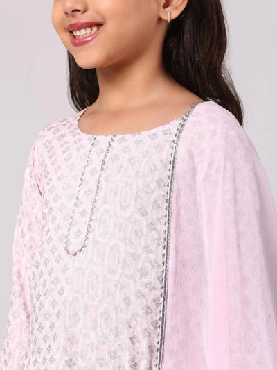 Pink Printed Cotton Suit Set - Libas