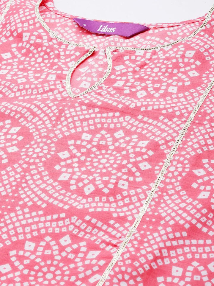 Pink Printed Cotton Suit Set - Libas