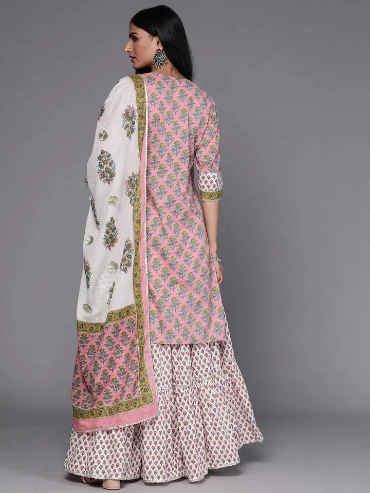 Pink Printed Cotton Suit Set - Libas