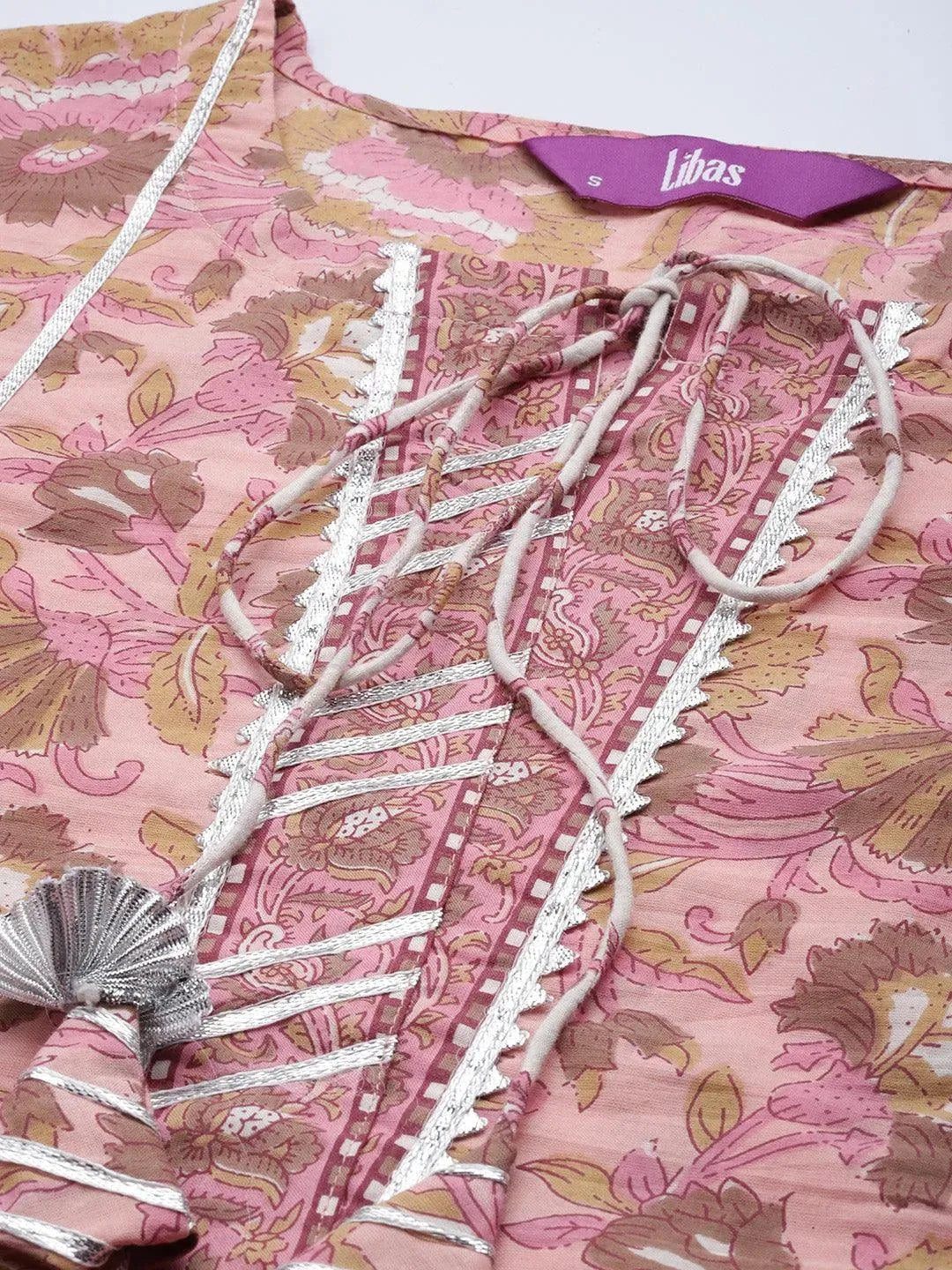 Pink Printed Cotton Suit Set - Libas 