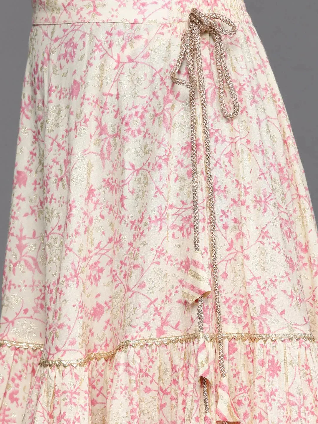Pink Printed Cotton Suit Set - Libas 