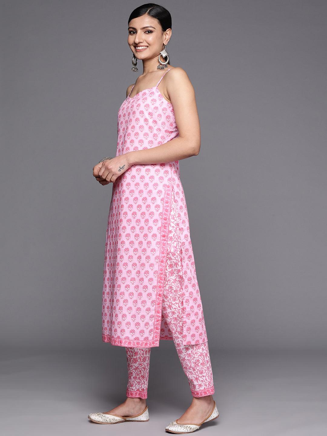 Cotton Peach Printed Suit Set with Organza Dupatta | Long kurti patterns,  Organza dupatta, Aza fashion