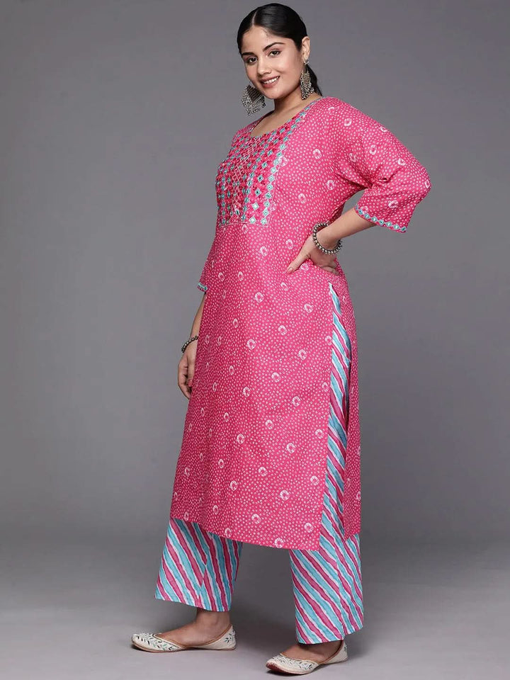 Black Yoke Design Cotton Straight Kurta With Trousers & Dupatta - Libas
