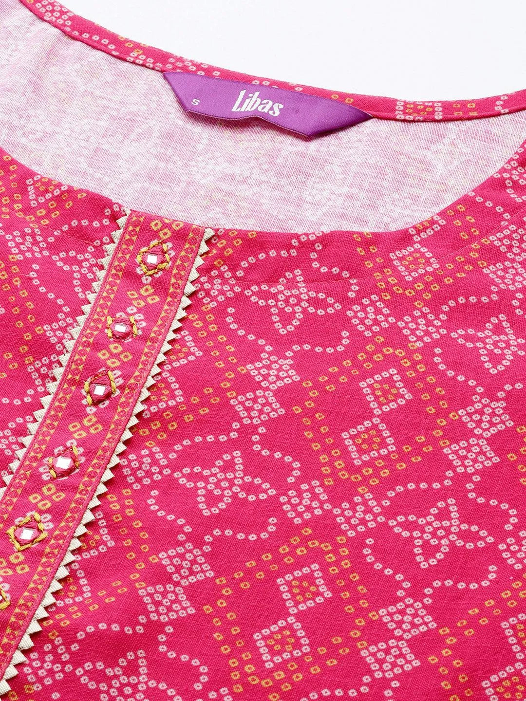 Pink Printed Cotton Straight Kurta Set With Trousers - Libas 