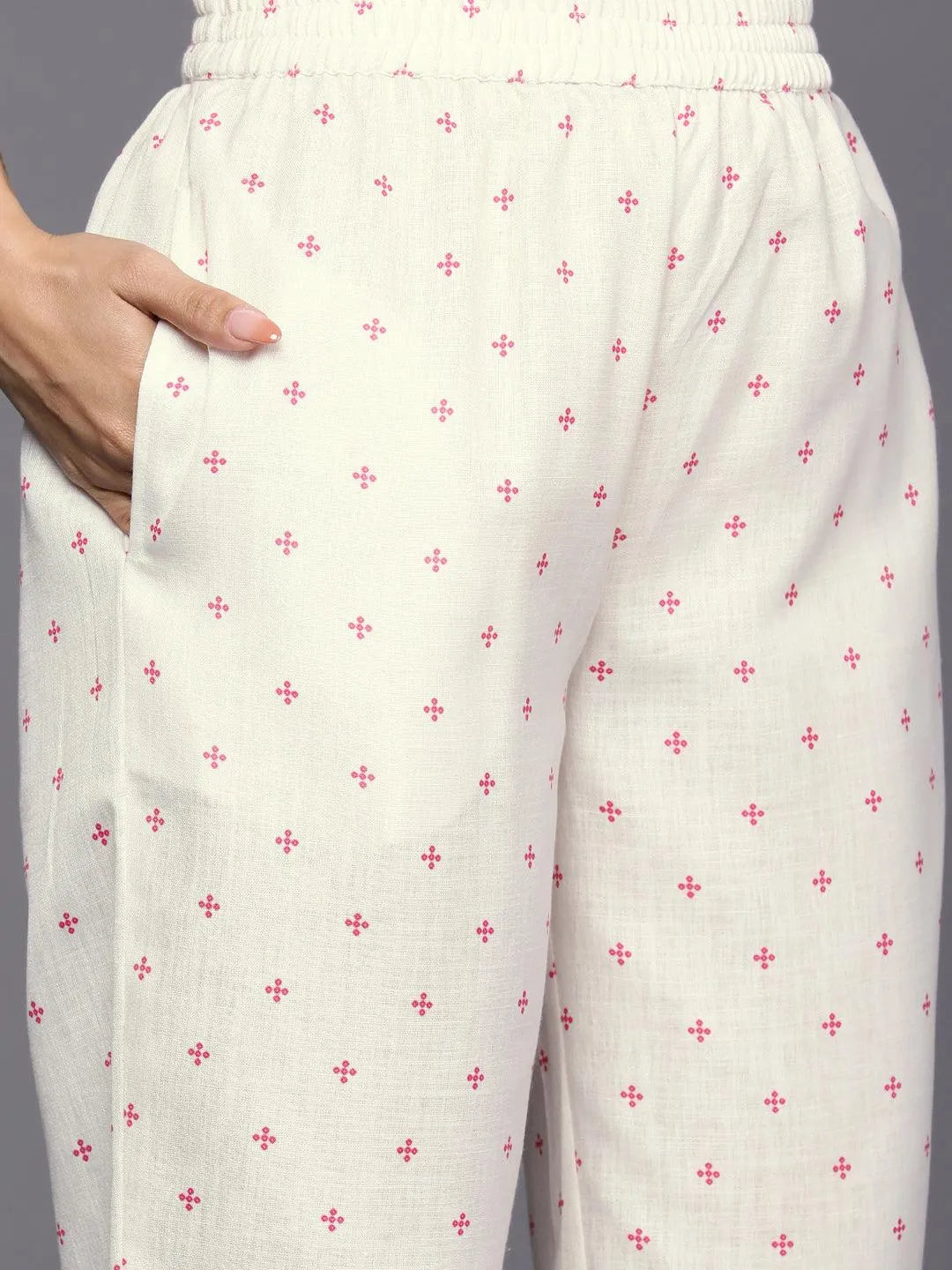 Pink Printed Cotton Straight Kurta Set With Trousers - Libas 