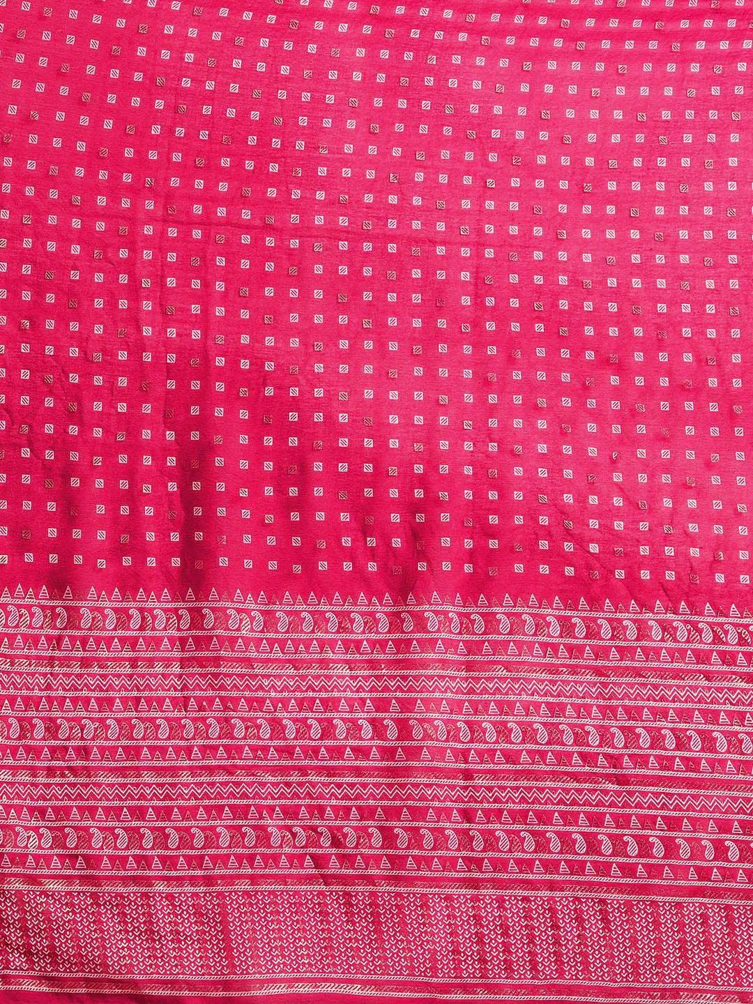 Pink Printed Georgette Saree - Libas
