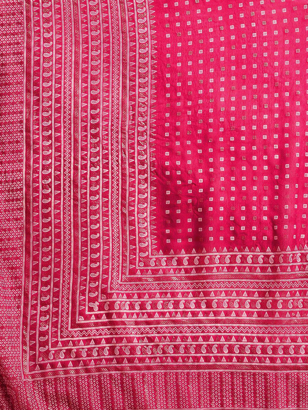 Pink Printed Georgette Saree