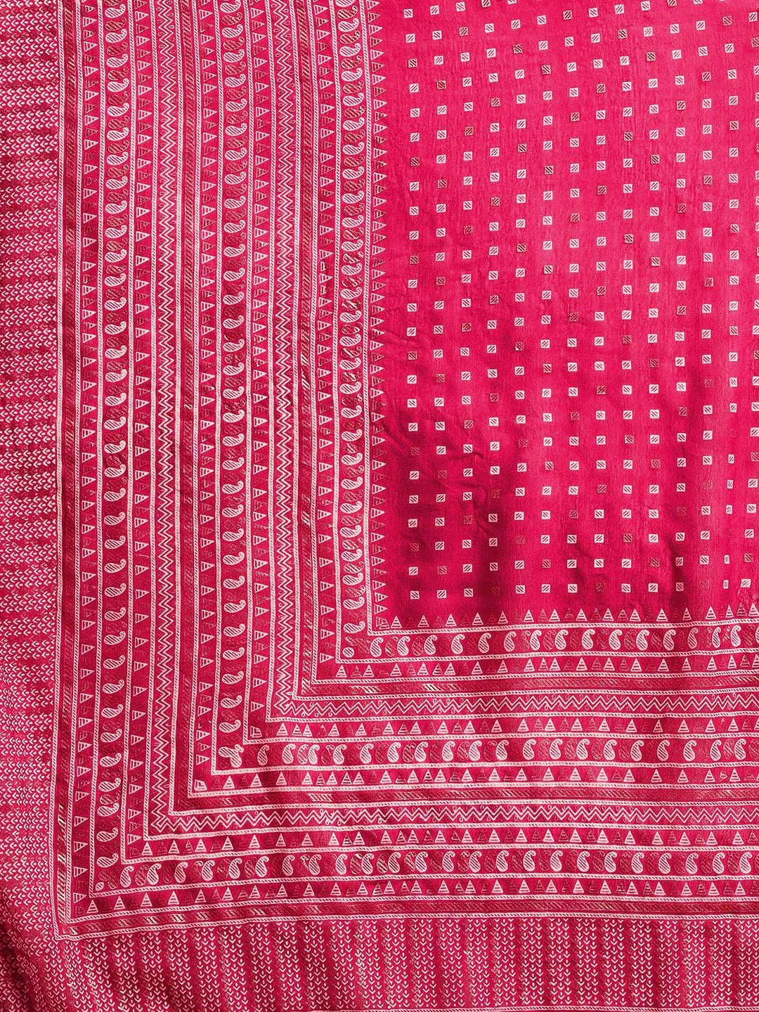 Pink Printed Georgette Saree - Libas 