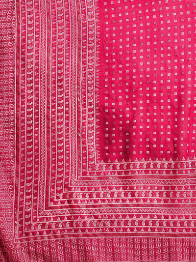 Pink Printed Georgette Saree - Libas