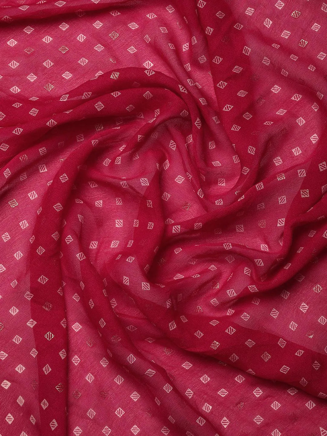 Pink Printed Georgette Saree - Libas 
