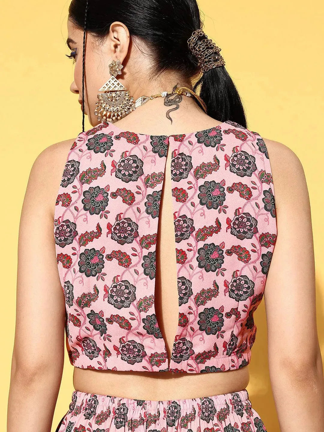 Pink Printed Georgette Co-Ords - Libas 