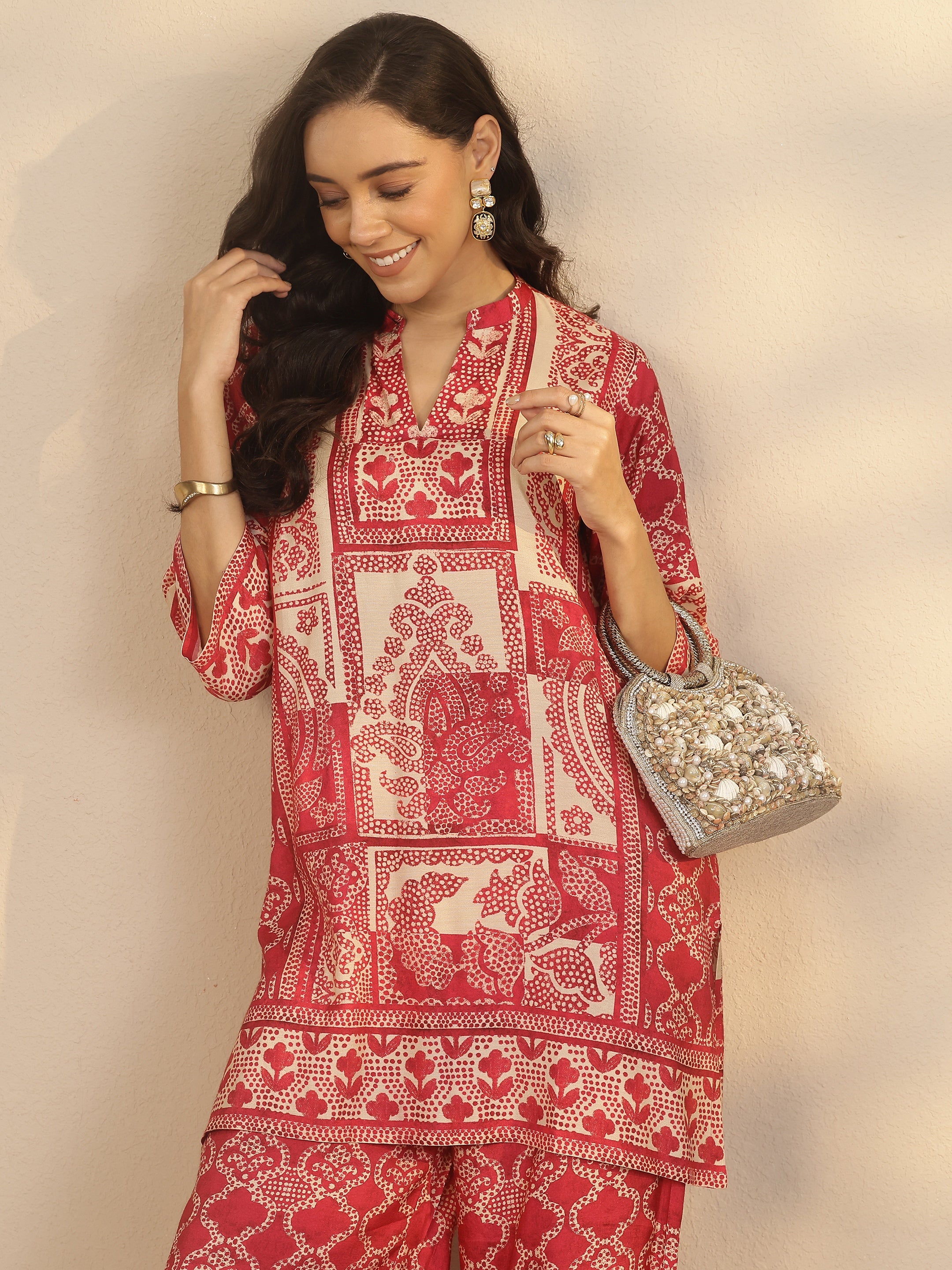 libas Pink Printed Muslin Co-Ord Sets-picture-27