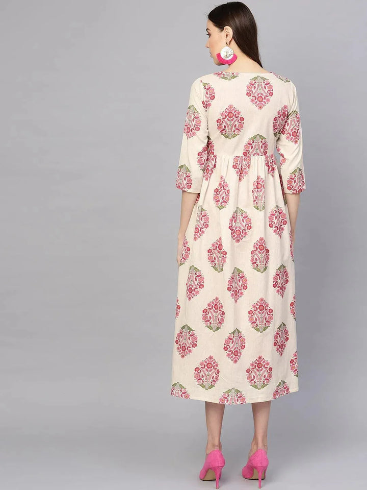 Pink Printed Rayon Dress With Jacket - Libas