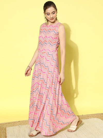 Pink Printed Rayon Jumpsuit - Libas