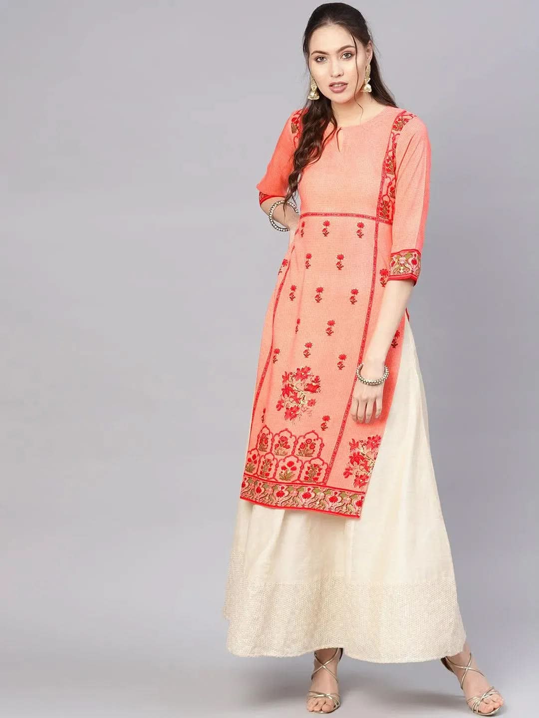 

Buy Pink Printed Rayon Kurta - 8467-XS | Libas Ethnic Wear Online