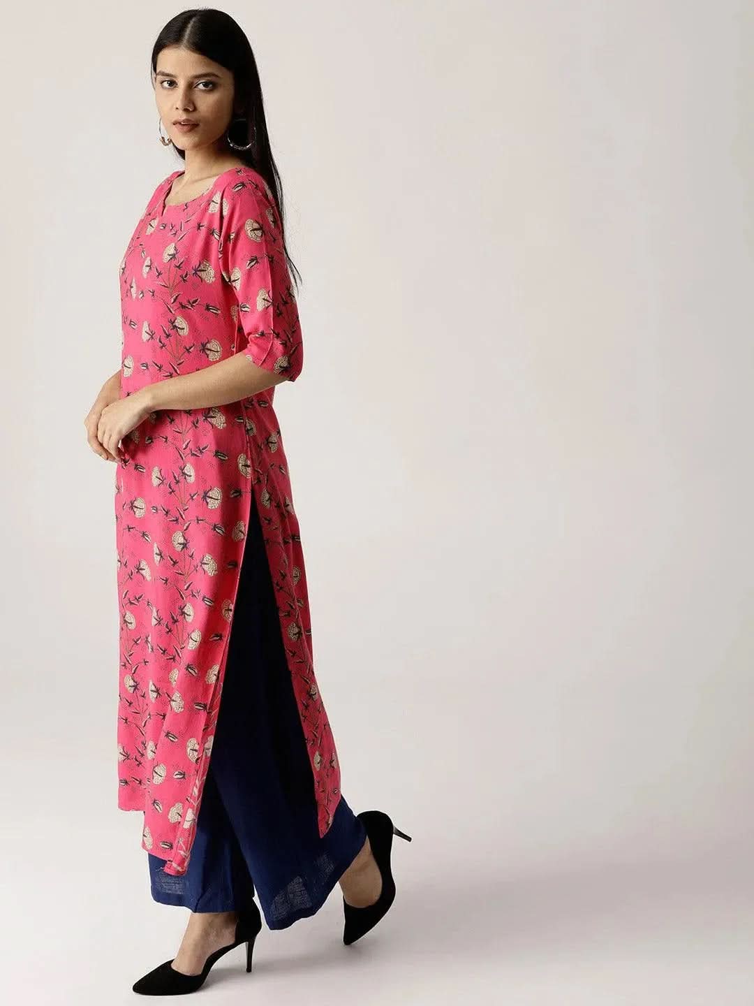 

Buy Pink Printed Rayon Kurta - 7146- | Libas Ethnic Wear Online