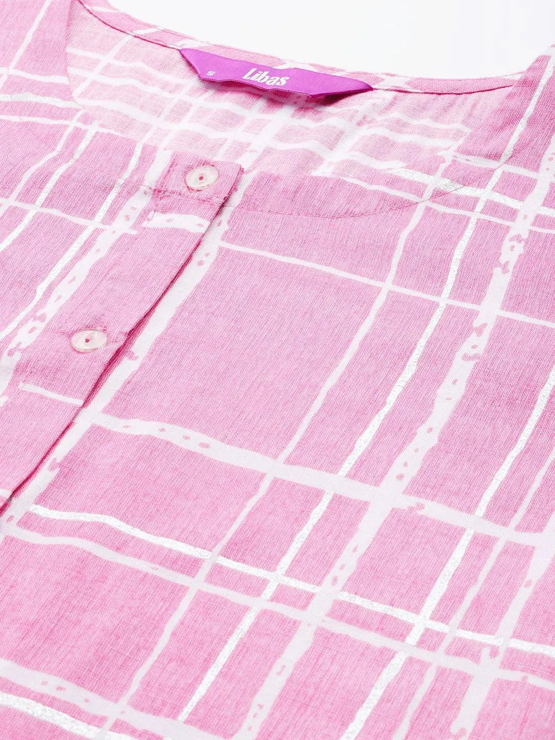 Pink Printed Rayon Kurta - Libas