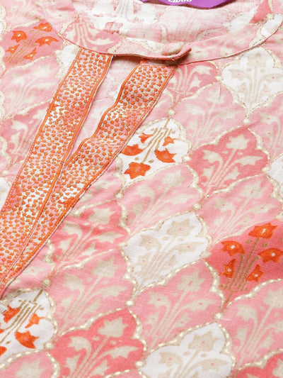 Pink Printed Rayon Kurta - Libas