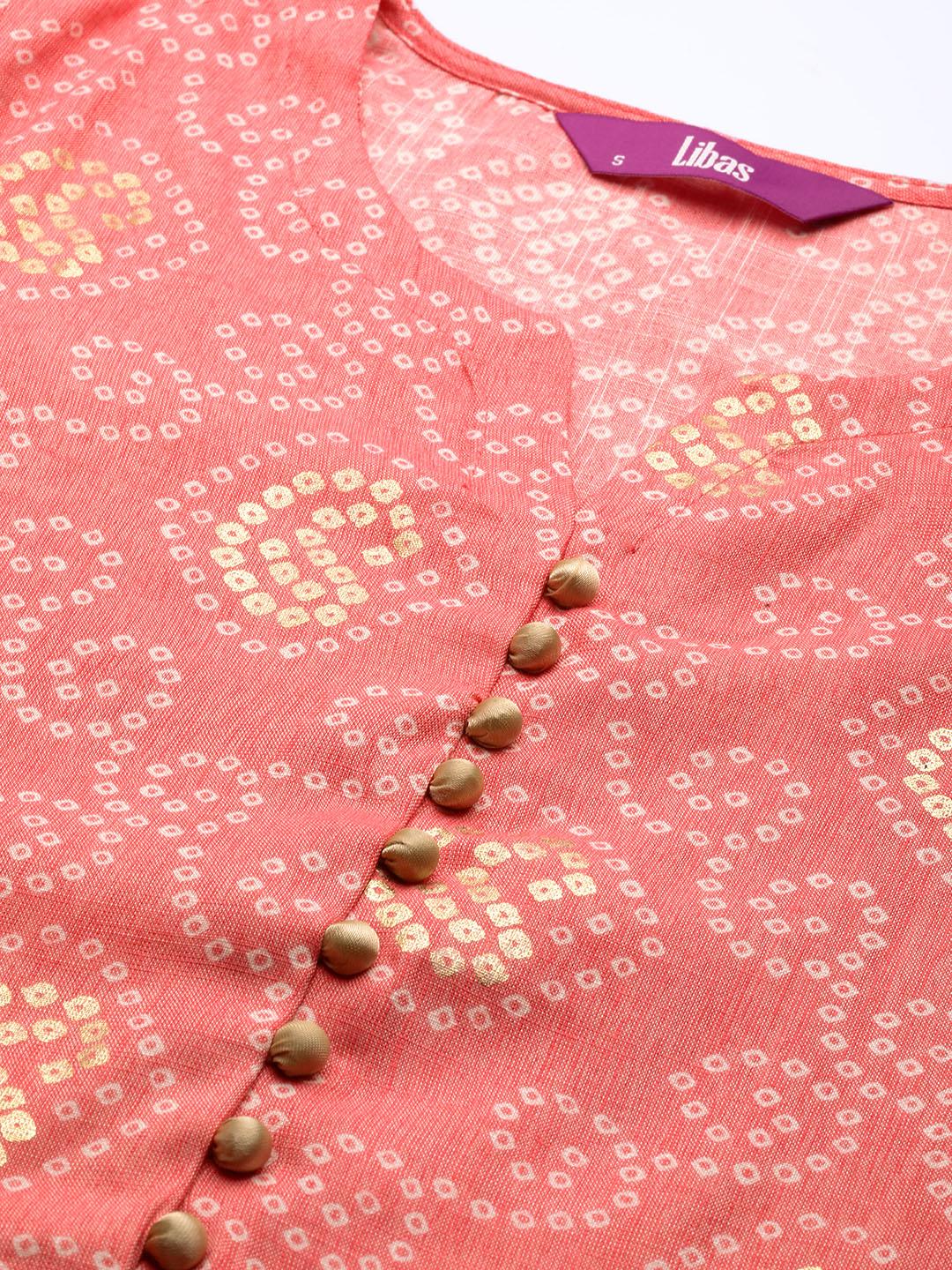 Pink Printed Viscose Rayon Suit Set - Libas
