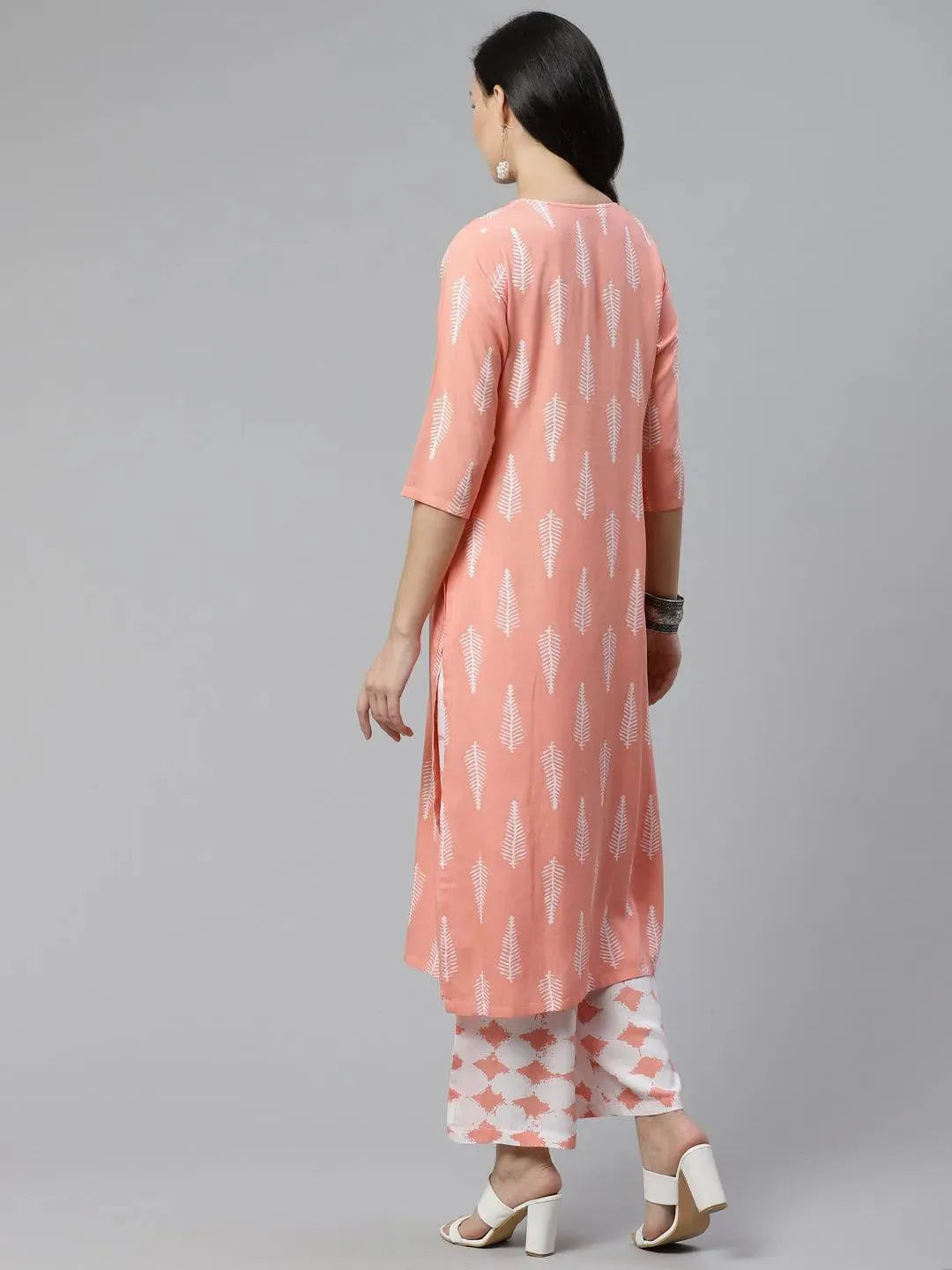 Pink Printed Rayon Kurta Set - Libas