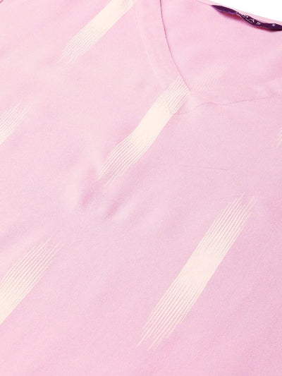 Pink Printed Rayon Kurta Set - Libas