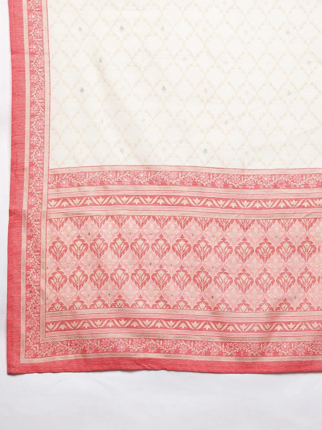 Pink Printed Rayon Straight Kurta With Trousers & Dupatta - Libas 