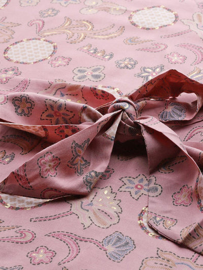 Pink Printed Silk Blend Co-Ords - Libas