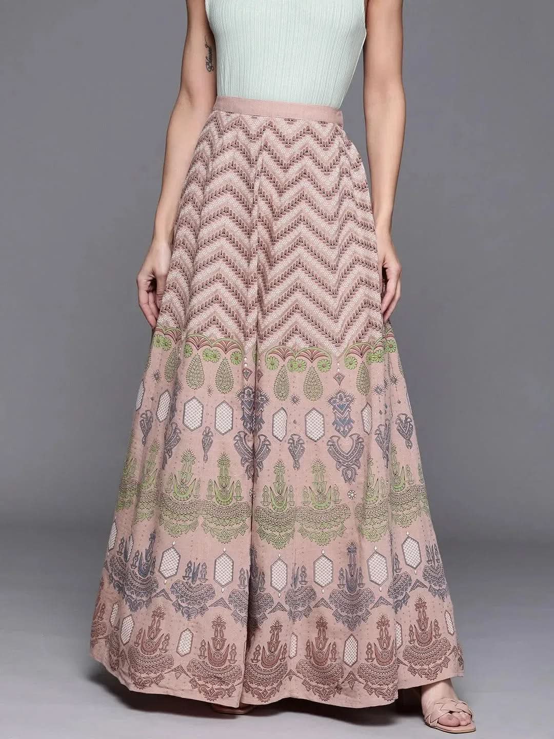 

Buy Pink Printed Silk Blend Flared Skirt - PL984O- | Libas Ethnic Wear Online